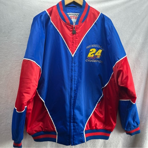 Jeff Gordon #24 Jacket 1995 Winston Cup Champion Nutmeg NASCAR Blue/Red XL - Picture 2 of 11